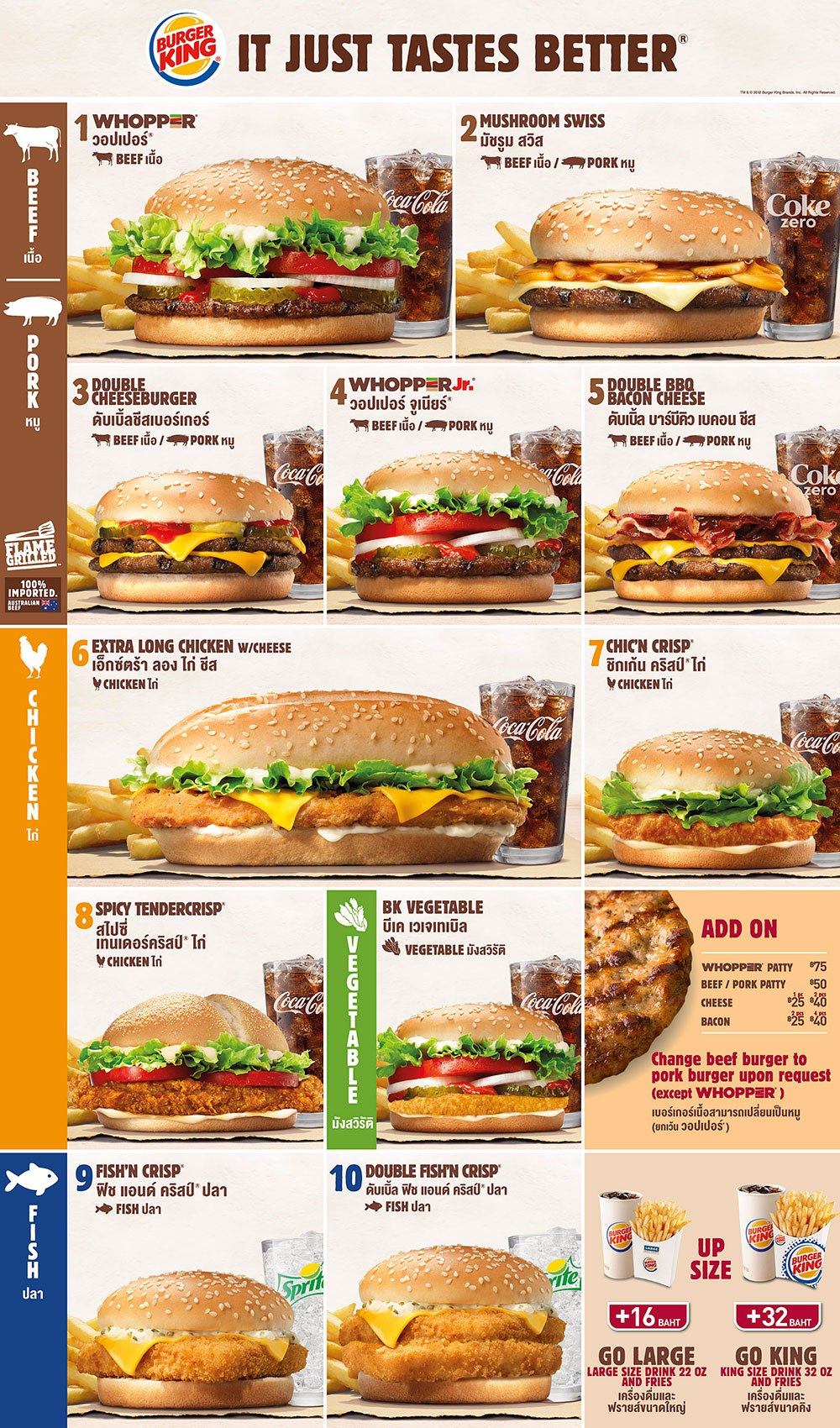 Burger King Thailand Delivery 1112 Menu Burger Poster