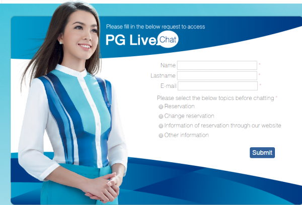 Welcome Page of PG Live Chat