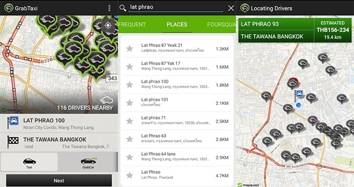 GrabTaxi booking process.