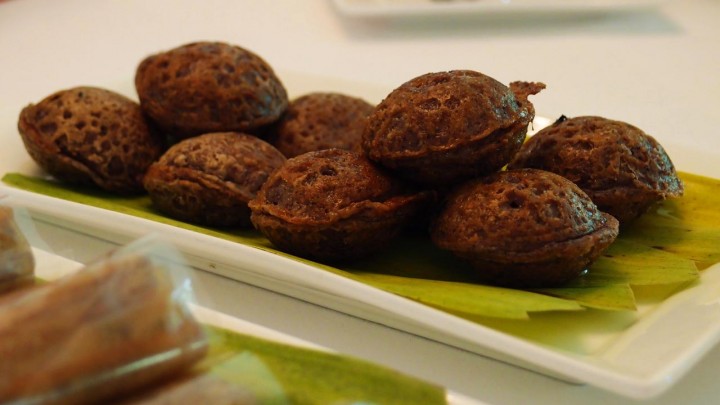 Rice-berry Khanom Krok from a restaurant